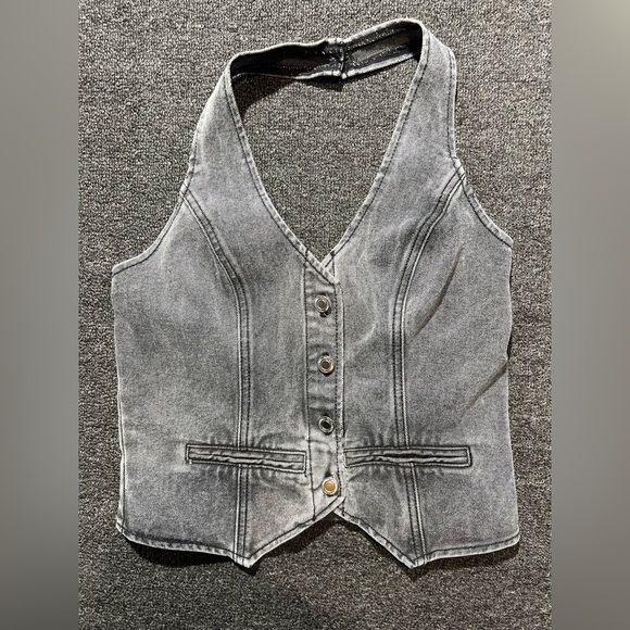 PrettyLittleThing Tops - PrettyLittleThing Charcoal Denim Waistcoat